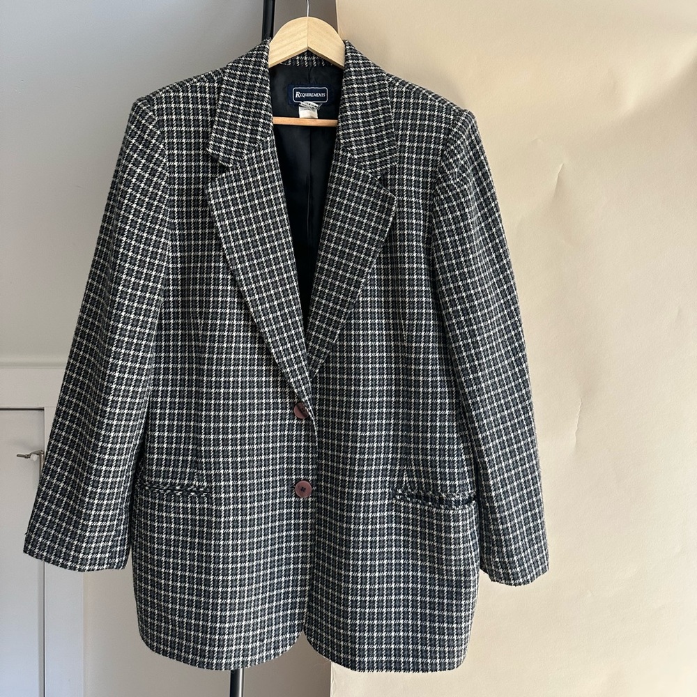 Vintage Houndstooth Wool Blend Blazer (Sized S-L)